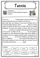 Vorschau - Unterrichtsreihen - Tennis Lückentext mit Wortspeicher Hörverstehen und Suchsel - Deckblatt