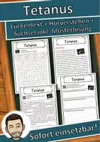 Vorschau - Unterrichtsreihen - Tetanus Lückentext mit Wortspeicher Hörverstehen und Suchsel - Deckblatt