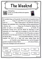 Vorschau - Unterrichtsreihen - The Weeknd Lückentext mit Wortspeicher Hörverstehen und Suchsel - Seite 1