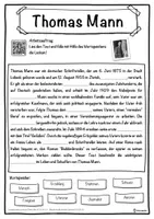 Vorschau - Unterrichtsreihen - Thomas Mann Lückentext mit Wortspeicher Hörverstehen und Suchsel - Seite 1