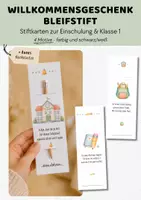 Vorschau - Mal- und Bastelvorlagen - Willkommensgeschenk Bleistift 1. Klasse | Schulanfang Geschenk Einschulung Grundschule | Begrüßungsgeschenk Schuljahresstart - Deckblatt