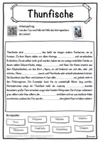 Vorschau - Unterrichtsreihen - Thunfische Lückentext mit Wortspeicher Hörverstehen und Suchsel - Seite 1