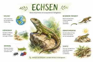 Vorschau - Arbeitsblätter - Arbeitsblätter zum Thema "Echsen" (Lückentext, Hörverstehen) + Lösung & MP3 + Infografik - Seite 1