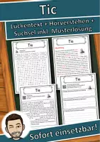 Vorschau - Unterrichtsreihen - Tic Lückentext mit Wortspeicher Hörverstehen und Suchsel - Deckblatt