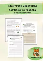 Vorschau - Arbeitsblätter - Sachtext Verstehen - Leseverständnis - Tierklasse Reptilien differenziert - Deckblatt