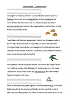 Vorschau - Arbeitsblätter - Sachtext Verstehen - Leseverständnis - Tierklasse Reptilien differenziert - Seite 1