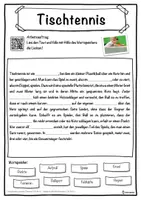 Vorschau - Unterrichtsreihen - Tischtennis Lückentext mit Wortspeicher Hörverstehen und Suchsel - Seite 1