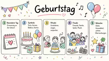 Vorschau - Arbeitsblätter - AB mit Fragen zum Thema "Geburtstag" + Lösungsblatt + Infografik - Seite 1