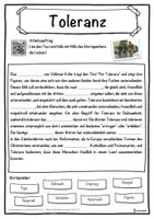 Vorschau - Unterrichtsreihen - Toleranz Lückentext mit Wortspeicher Hörverstehen und Suchsel - Seite 1