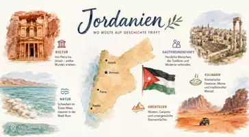 Vorschau - Arbeitsblätter - AB mit Fragen zum Thema "Jordanien" + Lösungsblatt + Infografik - Seite 1