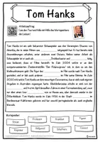 Vorschau - Unterrichtsreihen - Tom Hanks Lückentext mit Wortspeicher Hörverstehen und Suchsel - Seite 1