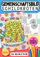 Vorschau - Mal- und Bastelvorlagen - Schildkrötenklasse Gemeinschaftsbild: XL-Klassenposter für die Grundschule (Klasse 1-4) - Deckblatt