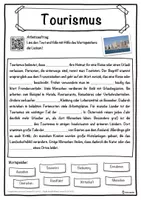 Vorschau - Unterrichtsreihen - Tourismus Lückentext mit Wortspeicher Hörverstehen und Suchsel - Seite 1