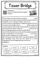Vorschau - Unterrichtsreihen - Tower Bridge Lückentext mit Wortspeicher Hörverstehen und Suchsel - Seite 1