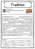 Vorschau - Unterrichtsreihen - Tradition Lückentext mit Wortspeicher Hörverstehen und Suchsel - Seite 1