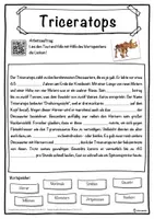 Vorschau - Unterrichtsreihen - Triceratops Lückentext mit Wortspeicher Hörverstehen und Suchsel - Seite 1