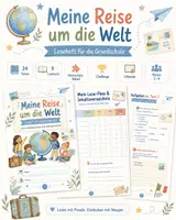 Vorschau - Arbeitsblätter - Reise um die Welt – Leseheft für die Grundschule | 24 Seiten mit Lesetexten, Wortschatz-Rätseln, Challenge & Urkunde - Deckblatt