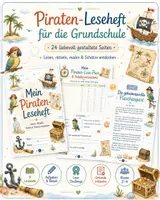 Vorschau - Arbeitsblätter - Piraten-Leseheft für die Grundschule | 24 liebevoll gestaltete Seiten mit Lesetexten, Aufgaben, Rätseln, Challenge & Urkunde - Deckblatt