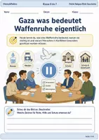 Vorschau - Arbeitsblätter - Gaza Waffenruhe einfach erklärt Arbeitsblatt Klasse 6 bis 7 - Deckblatt