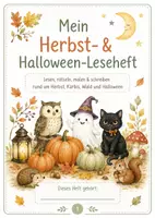 Vorschau - Arbeitsblätter - Herbst- & Halloween-Leseheft für die Grundschule | 24 Seiten mit Lesetexten, Aufgaben, Worträtseln, Challenge & Urkunde - Deckblatt