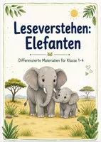 Vorschau - Arbeitsblätter - Leseverstehen zum Thema Elefanten Klasse 1-4 - Deckblatt