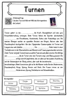 Vorschau - Unterrichtsreihen - Turnen Lückentext mit Wortspeicher Hörverstehen und Suchsel - Seite 1