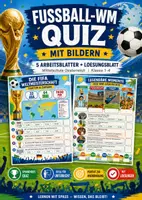 Vorschau - Arbeitsblätter - Fußball-WM Quiz mit Bildern – 5 Arbeitsblätter + Lösungen Mittelschule Klasse 1–4 - Deckblatt