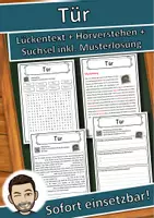Vorschau - Unterrichtsreihen - Tür Lückentext mit Wortspeicher Hörverstehen und Suchsel - Deckblatt