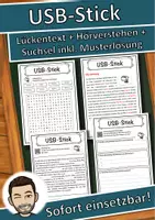 Vorschau - Unterrichtsreihen - USB-Stick Lückentext mit Wortspeicher Hörverstehen und Suchsel - Deckblatt