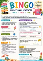 Vorschau - Arbeitsblätter - Conditional Sentences Bingo – Sommerferien | Type 1, Type 2 & Type 3 | Englischspiel für die letzte Englischstunde vor den Ferien (Klasse 8–10) - Seite 2
