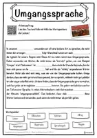 Vorschau - Unterrichtsreihen - Umgangssprache Lückentext mit Wortspeicher Hörverstehen und Suchsel - Seite 1