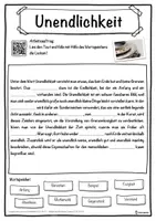 Vorschau - Unterrichtsreihen - Unendlichkeit Lückentext mit Wortspeicher Hörverstehen und Suchsel - Seite 1