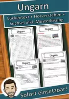 Vorschau - Unterrichtsreihen - Ungarn Lückentext mit Wortspeicher Hörverstehen und Suchsel - Deckblatt