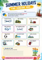Vorschau - Arbeitsblätter - Englisch vor den Sommerferien – Find Someone Who Englisch Speaking Game für Klasse 7–10 Kommunikationsspiel & Kennenlernen - Seite 2