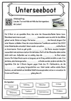 Vorschau - Unterrichtsreihen - Unterseeboot Lückentext mit Wortspeicher Hörverstehen und Suchsel - Seite 1