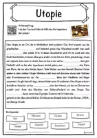 Vorschau - Unterrichtsreihen - Utopie Lückentext mit Wortspeicher Hörverstehen und Suchsel - Seite 1