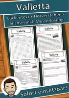 Vorschau - Unterrichtsreihen - Valletta Lückentext mit Wortspeicher Hörverstehen und Suchsel - Deckblatt