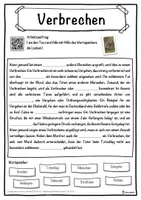 Vorschau - Unterrichtsreihen - Verbrechen Lückentext mit Wortspeicher Hörverstehen und Suchsel - Seite 1