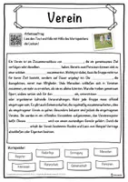 Vorschau - Unterrichtsreihen - Verein Lückentext mit Wortspeicher Hörverstehen und Suchsel - Seite 1