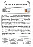 Vorschau - Unterrichtsreihen - Vereinigte Arabische Emirate Lückentext mit Wortspeicher Hörverstehen und Suchsel - Seite 1