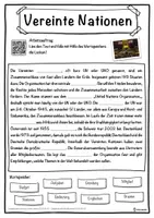Vorschau - Unterrichtsreihen - Vereinte Nationen Lückentext mit Wortspeicher Hörverstehen und Suchsel - Seite 1