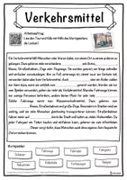 Vorschau - Unterrichtsreihen - Verkehrsmittel Lückentext mit Wortspeicher Hörverstehen und Suchsel - Seite 1