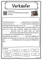 Vorschau - Unterrichtsreihen - Verkäufer Lückentext mit Wortspeicher Hörverstehen und Suchsel - Seite 1
