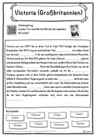 Vorschau - Unterrichtsreihen - Victoria (Großbritannien) Lückentext mit Wortspeicher Hörverstehen und Suchsel - Seite 1