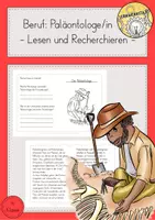 Vorschau - Arbeitsblätter - Lesen Recherchieren Berufe Paläontologe - Deckblatt
