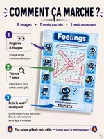 Aperçu - Feuilles d'exercices - Feelings – Fiches de mots mêlés | Vocabulaire des émotions | Défi du mot manquant - Page 2
