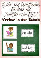 Vorschau - Bildkarten - Verben in der Schule Bildkarten, Wortkarten, DaZ, Wortschatz - Deckblatt