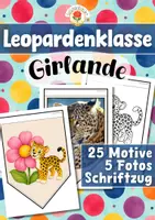Vorschau - Mal- und Bastelvorlagen - Leopardenklasse - Girlande (Klassentier) - Deckblatt