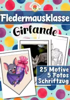Vorschau - Mal- und Bastelvorlagen - Fledermausklasse - Girlande (Klassentier) - Deckblatt