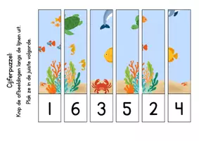 Voorbeeld - Cijferpuzzel voor kleuters (Thema zomer) - Pagina 1